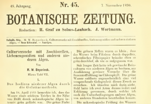 圖3.一百多年前的文獻(xiàn)，Beijerinck發(fā)現(xiàn)小球藻的論著。